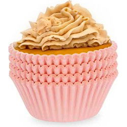 Kinvara Muffin en cupcakes maken vormpjes - papier - roze - set 100x stuks - dia 11 cm - Muffinvormen / cupcakevormen