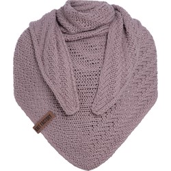 Knit Factory Sally Gebreide Omslagdoek - Driehoek Sjaal Dames - Mauve - 220x85 cm - Grof gebreid