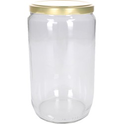 Weckpotten/jampotten - 1x - met schroefdeksel - glas - 720 ml - gouden deksel - Weckpotten