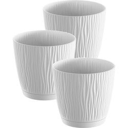 Prosperplast Plantenpot - 3x - kunststof - wit - D17 x H16 cm - Plantenpotten