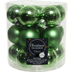 36x stuks kleine glazen kerstballen groen 4 cm mat/glans - Kerstbal