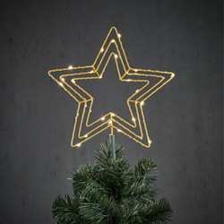 Kerstboom ster piek/topper goud met LED verlichting D25 cm - kerstboompieken