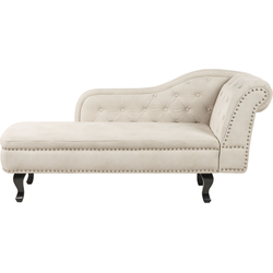NIMES - Chaise longue - Lichtbeige - Rechtszijdig - Fluweel