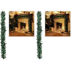 2x Kerst dennen slinger groen 270 cm - Guirlandes