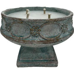 PTMD Artas Ronde Kaars Op Standaard - H32 x Ø32 cm - Cement - Blauw