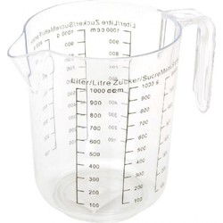 Maatbeker - 1 liter - transparant - kunststof - 13 x 15 cm - litermaat - Maatbekers
