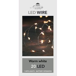 4 stuks - Batterijverlichting metaaldraad 20 lampjes led warm wit