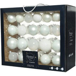 Decoris kerstballen - 42x - wit - glas - 5-6-7 cm - kerstversiering - Kerstbal