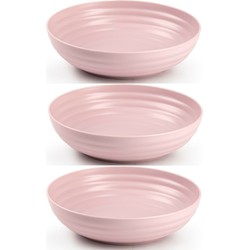 Set van 6x kommetjes/schaaltjes - Dessert/ontbijt - Kunststof - D22 cm - Oudroze - Kommetjes