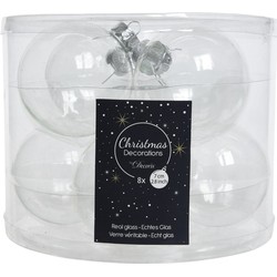 8x stuks Transparante kerstversiering kerstballen van glas 7 cm - Kerstbal