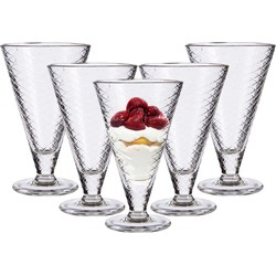 Vivalto IJcoupes/ijs/dessert serveer schaaltjes - op voet - set 6x stuks - glas - 340 ml - IJsjeshouders