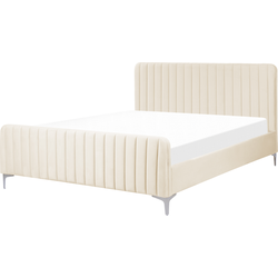 Beliani LUNAN - Tweepersoonsbed-Beige-Fluweel