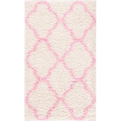 Safavieh Shaggy Indoor Woven Area Rug, Dallas Shag Collection, SGD257, in Ivory & Light Pink, 91 X 152 cm