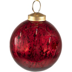 Clayre & Eef Kerstbal  Ø 7 cm Rood Glas Kerstdecoratie