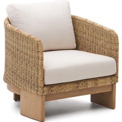 Kave Home - Fauteuil Xoriguer van synthetisch rotan en FSC 100% massief eucalyptushout FSC 100%