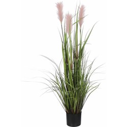 Mica Decorations - gras kunstplant - groen/roze - H120 x D45 cm - Kunstplanten