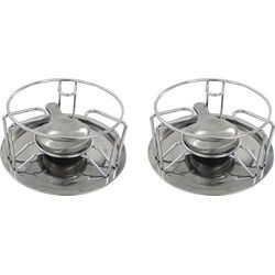 Rechaud warmhoudplaatje - Set van 2x stuks - chroom - 23 x 11 cm -voor theepotten/pannen - Panonderzetters