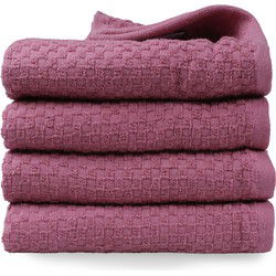 DoubleDry Handdoekenset - Popcorn Weave - 4 Stuks - 50x100 cm - 100% Katoen - OEKO-TEX Made in Green - Oud Roze