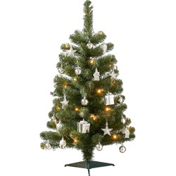 Black Box Trees Joy Kunstkerstboom met 26 Ornamenten en LED Verlichting - H90 x Ø50 cm - Groen, Zilver