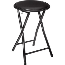 5five Bijzet krukje/stoel - Opvouwbaar - zwart/zwart - 46 cm - Krukjes