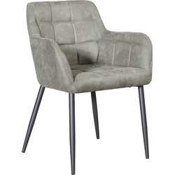 D - Livingfurn - Eetkamerstoel Bronco Olive - Stof / Gecoat Staal