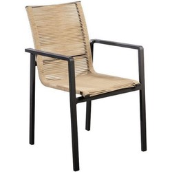 Ishi stackable dining chair alu black/rope natural