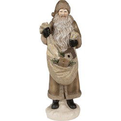 Clayre & Eef Beeld Kerstman 30 cm Goudkleurig Porselein