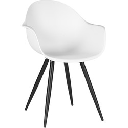 LABEL51 Eetkamerstoel Luca - Wit - Kunststof - Black Frame