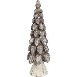 Clayre & Eef Decoratie Beeld Kerstboom Ø 8x24 cm Bruin Wit Kunststof