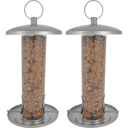 2x stuks vogel voedersilo RVS 27 cm - Vogel voedersilo