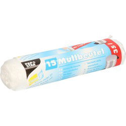 Papstar Vuiniszakken - 15x stuks - transparant - 35 liter - Vuilniszakken
