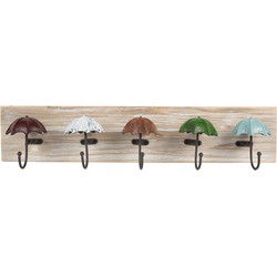 Clayre & Eef Wandkapstok 5 Haken 60x10x12 cm Bruin Hout
