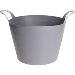Flexibele emmer - 30 liter - grijs - Kunststof - 29 x 43 cm - Wasmanden