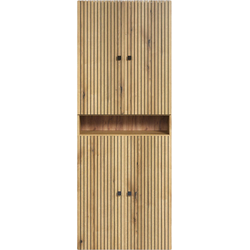 Dubbele geribbelde badkamerkolom met 4 deuren en 1 open vak L70 cm - PUREBLISS