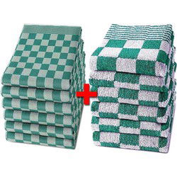 Theedoeken en Keukendoeken Set - 6 Theedoeken - 6 Keukendoeken - Groen