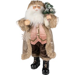 Clayre & Eef Beeld Kerstman 47 cm Beige Bruin Kunststof Kerstfiguren