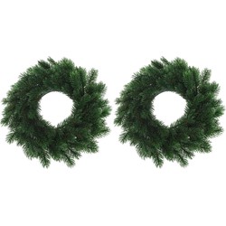 Set van 2x stuks kerst decoratie groene kerstkransen 35 cm - Kerstkransen