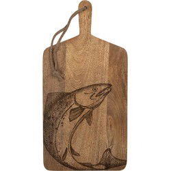 Clayre & Eef Decoratie Snijplank 25x2x50 cm Bruin Hout Vis