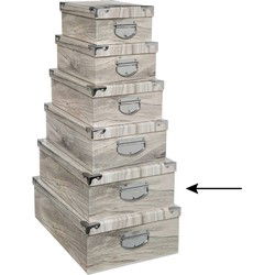 5Five Opbergdoos/box - Houtprint - L44 x B31 x H15 cm - Karton - Opbergbox
