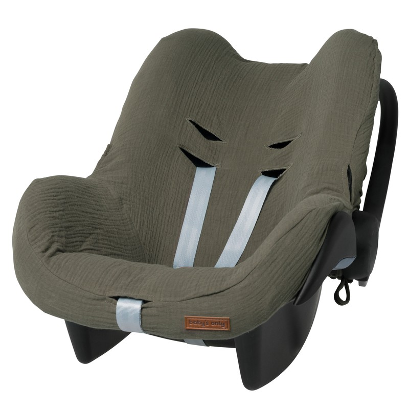 Baby's Only Baby autostoelhoes Maxi Cosi 0+ Breeze - Khaki - 100% katoen - Geschikt voor 3-puntsgordel - 