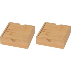 Vierkante bamboe houten onderzetters 8 stuks 10 cm - Glazenonderzetters