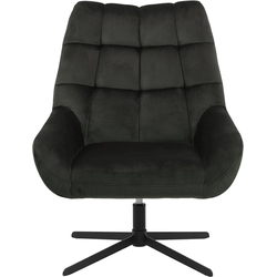 RebellenClub Brylle Fauteuil - Fluwelen Bekleding - Draaibaar - Mat Zwart Frame