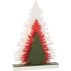 J-line - Deco Winter Led Bomen Hout Mix - 29.5x6x44.5cm