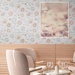Livingwalls behang bloemmotief grijs, roze en beige - 53 cm x 10,05 m - AS-388993
