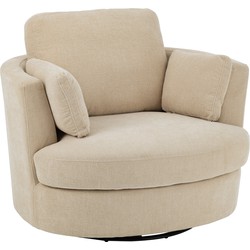 J-line - Loungestoel Swiv Populierenhout/schuime Beige - 109x100x89cm