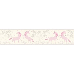 A.S. Création behangrand unicorns zandkleurig en lila roze - 0,13 x 5 m - AS-369901