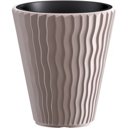 Prosperplast Plantenpot/bloempot Sand Waves - buiten/binnen - kunststof - beige - D39 x H43 cm - Plantenpotten