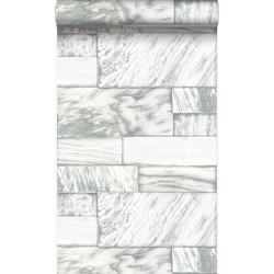 Origin Wallcoverings behang marmeren stenen gebroken wit - 53 cm x 10,05 m - 337254