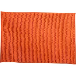 MSV Badkamerkleed/badmat voor op de vloer - oranje - 60 x 90 cm - Microvezel - Badmatjes