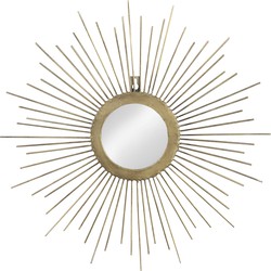 Spiegel Cain - goudkleurig - ronde zon - 45x45cm - PTMD